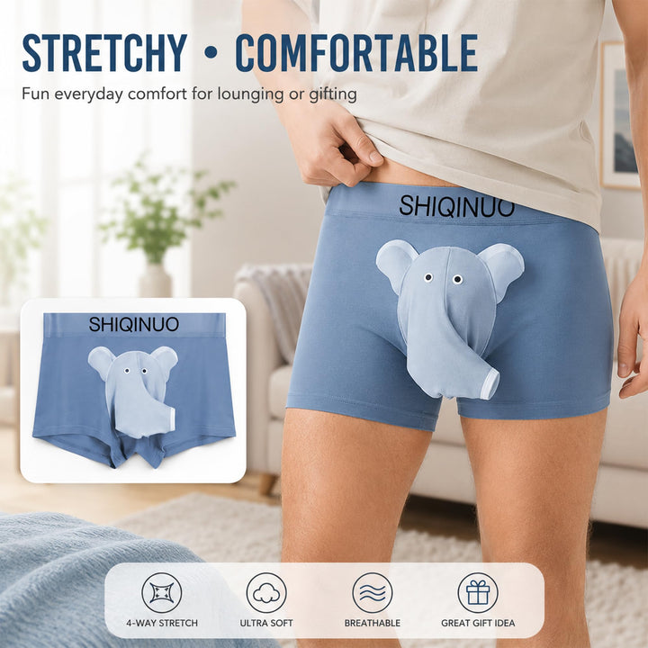 Men's Modal Boxer Briefs 3 Pack, Funny Elephant Trunk Underwear
