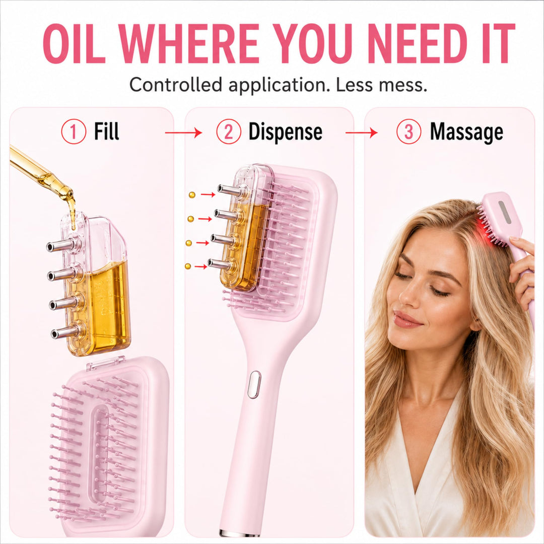 Hair Brush with Scalp Oil Dispenser, Air Cushion Electronic Hair Comb