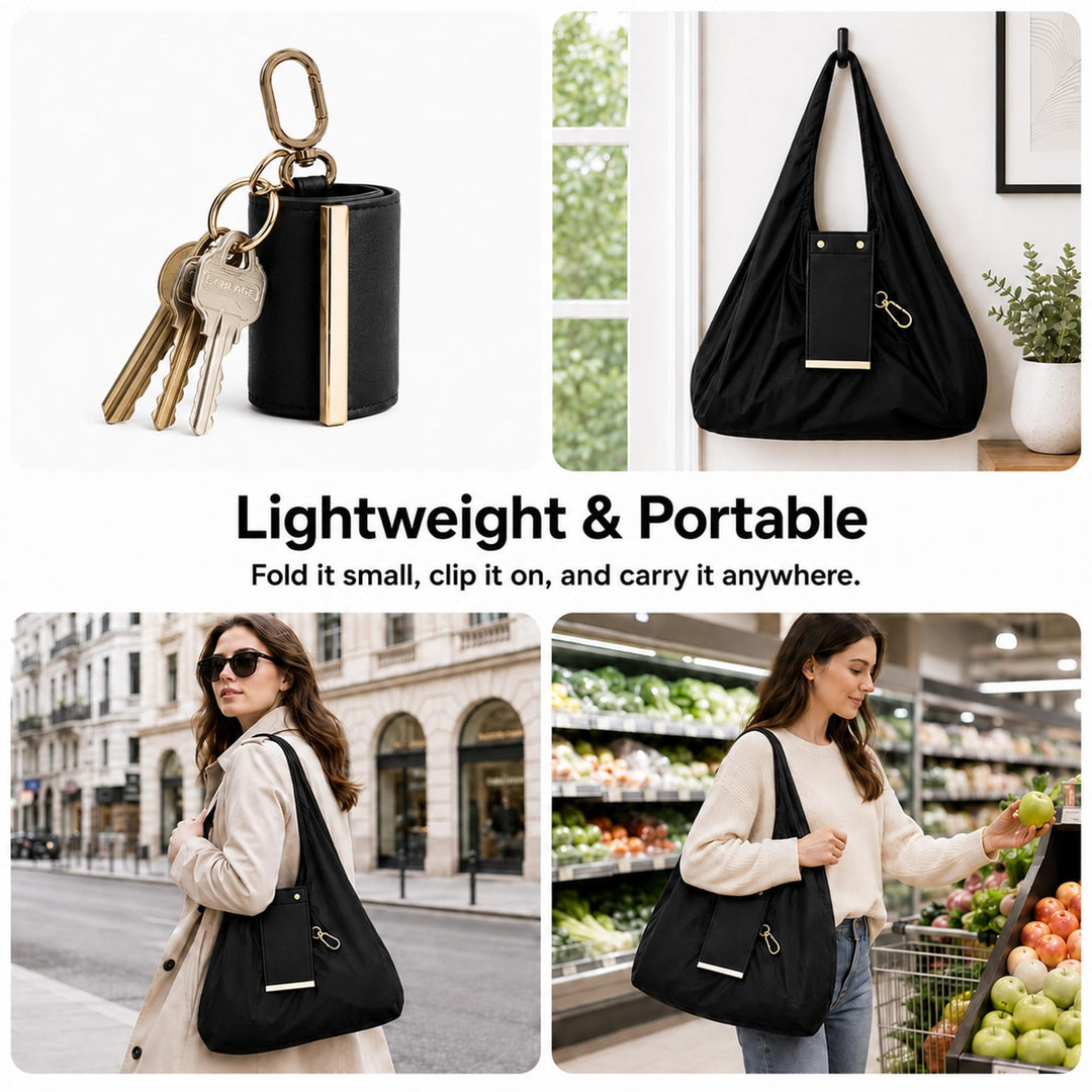 Foldable Travel Tote Bag Keychain（It can be super folded, the size of a coin purse）