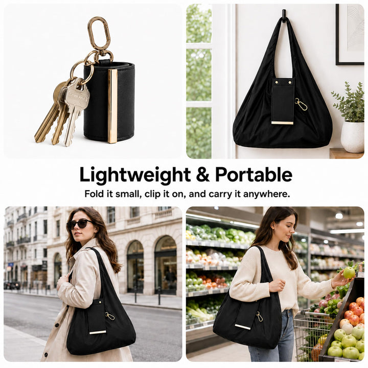 Foldable Travel Tote Bag Keychain（It can be super folded, the size of a coin purse）