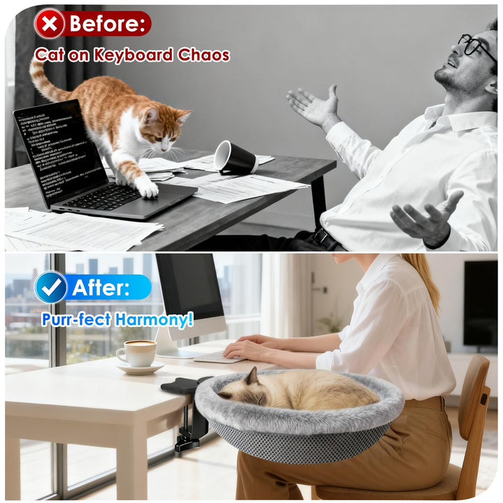 Heavy Duty Steel Frame 180° Rotating Cat Desk Bed