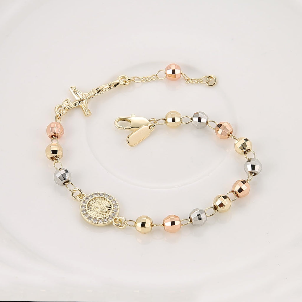 Virgin Mary Cross Rosary Bead Bracelet