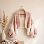Balloon Sleeve Crochet Cardigan Shrug（Finished product）