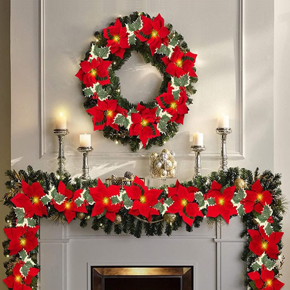 Christmas Big Red Flower LED Light String