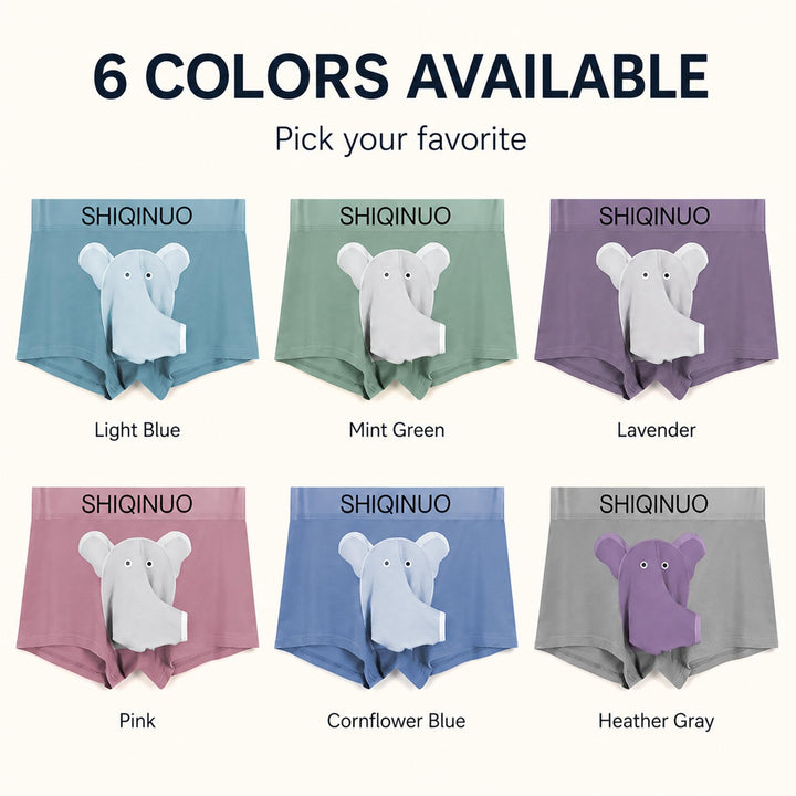 Men's Modal Boxer Briefs 3 Pack, Funny Elephant Trunk Underwear