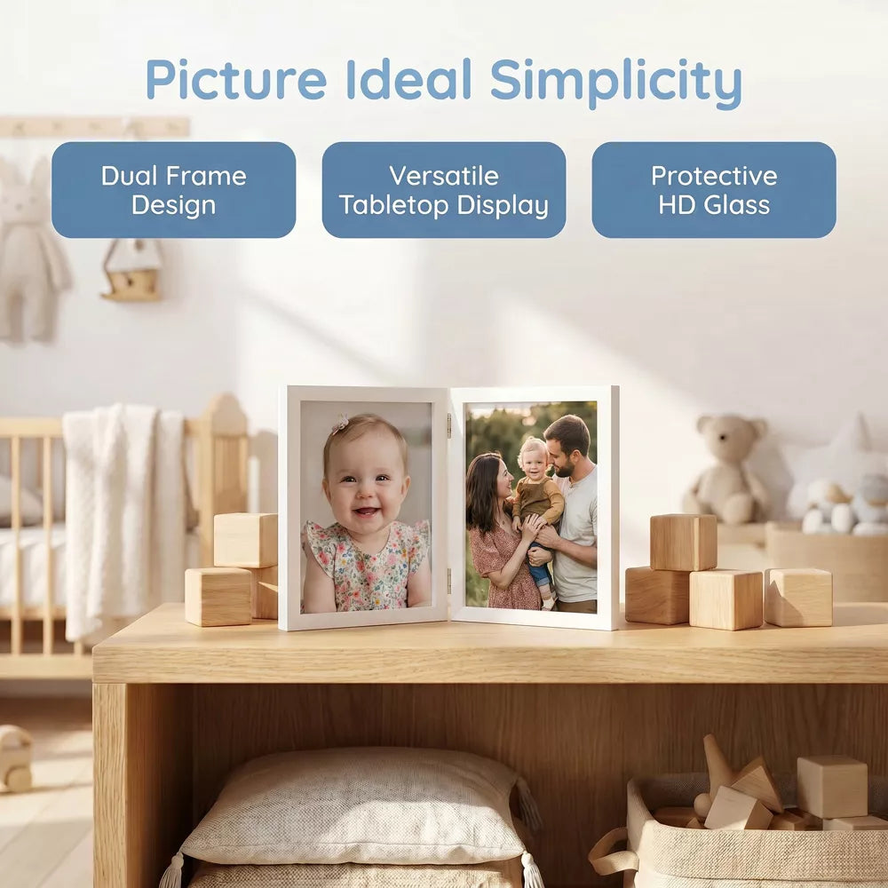 Creative Wooden Folding Photo Frame | Rustic Hinged Picture Frame