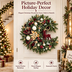 Luxury Burgundy Deer Christmas Wreath
