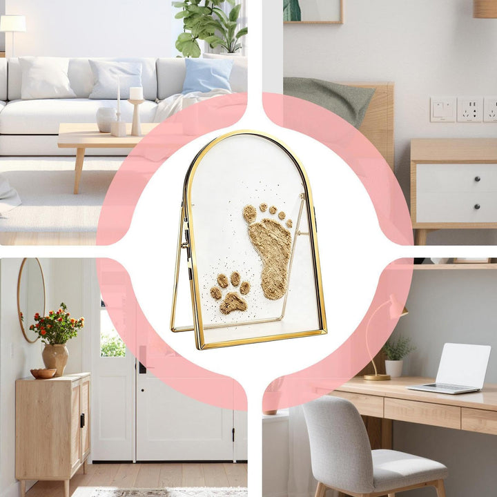 ✨Baby & Pet Keepsake Frame✨Sea Sand Hand and Footprint Kit, Double Sided Glass Hand Print Kit for Pets Paw Prints Sand Memories