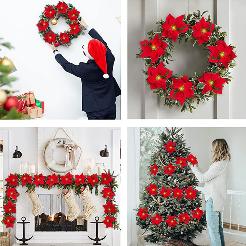 Christmas Big Red Flower LED Light String