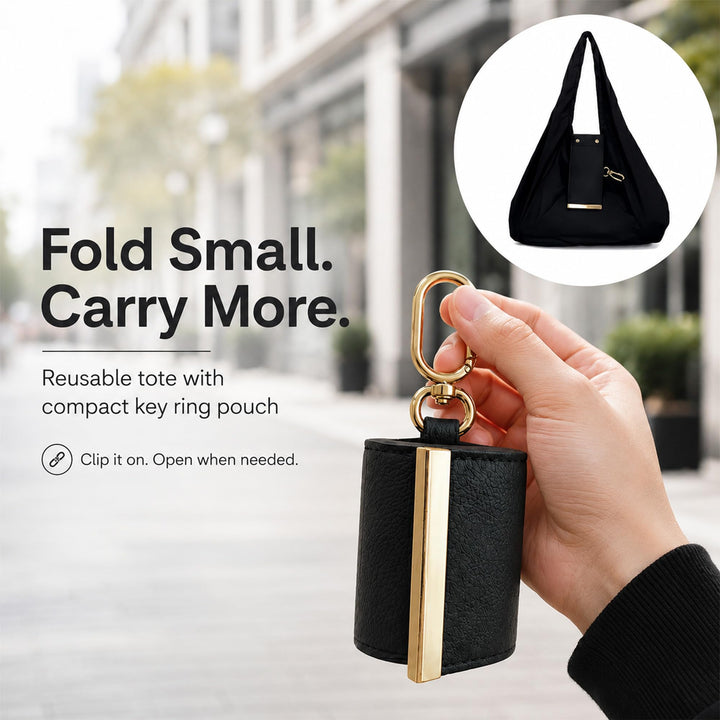 Foldable Travel Tote Bag Keychain（It can be super folded, the size of a coin purse）