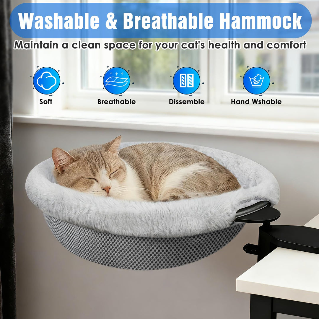 Heavy Duty Steel Frame 180° Rotating Cat Desk Bed