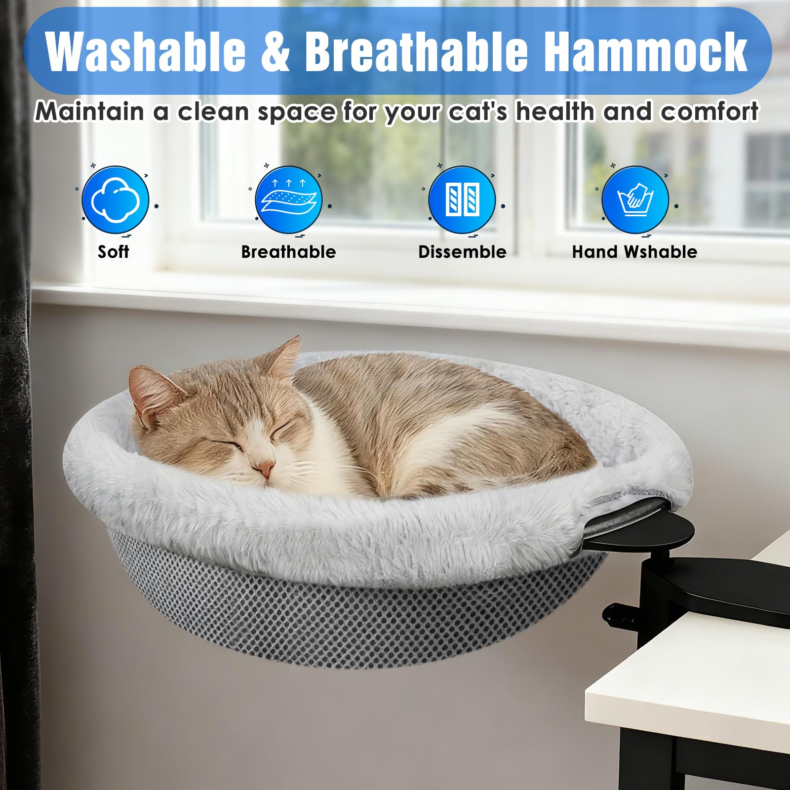 Heavy Duty Steel Frame 180° Rotating Cat Desk Bed