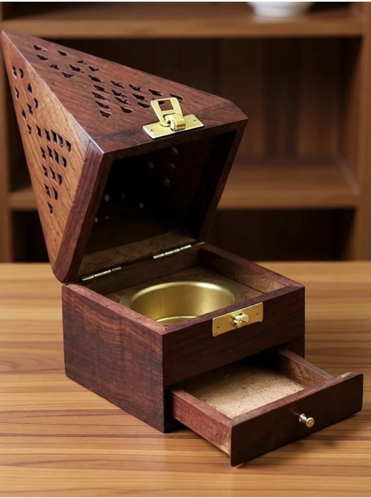 Medieval Wooden Pyramid Incense Box
