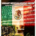 Mexican Flag LED Net Lights, Outdoor Patriotic Festival Decor