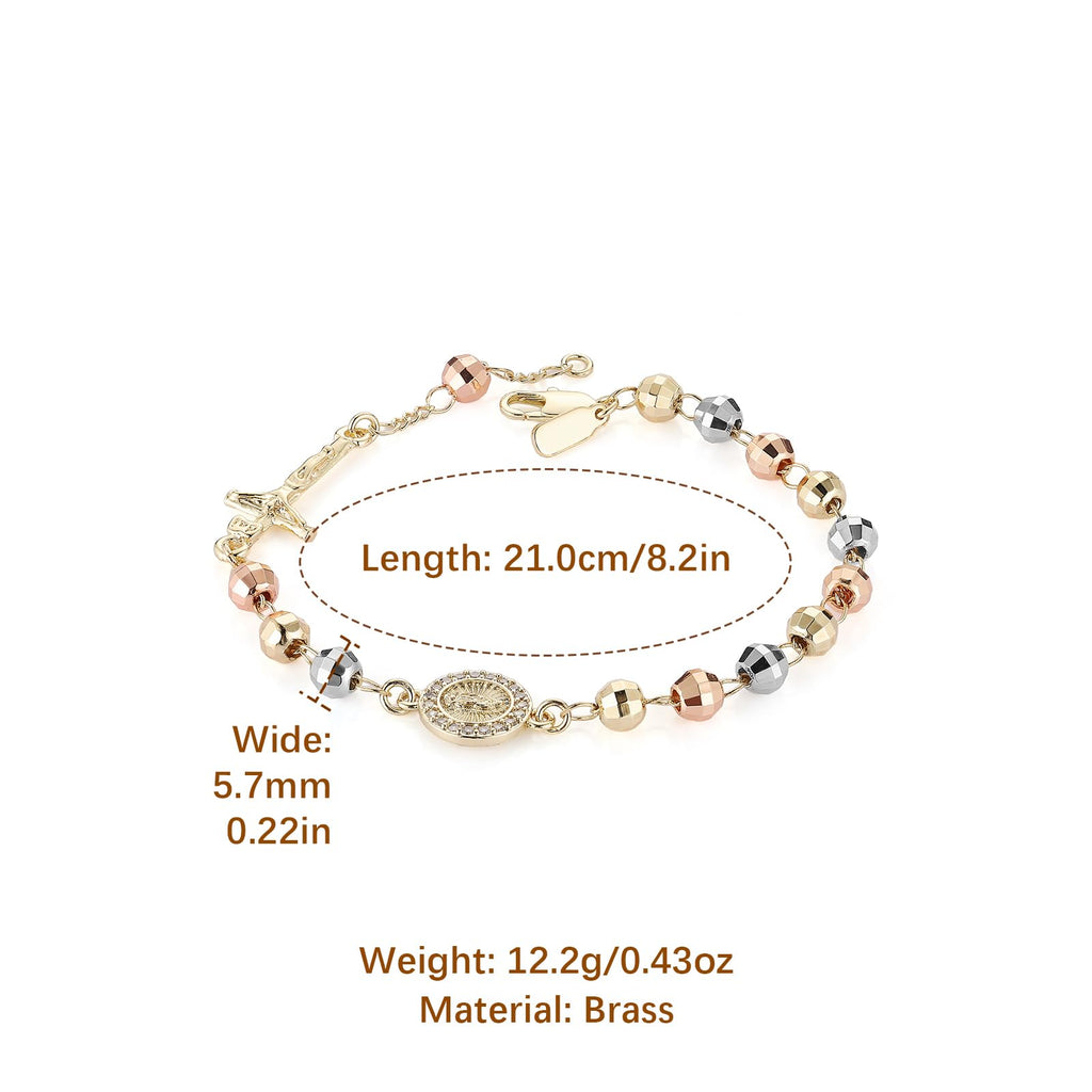 Virgin Mary Cross Rosary Bead Bracelet