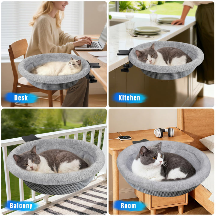 Heavy Duty Steel Frame 180° Rotating Cat Desk Bed