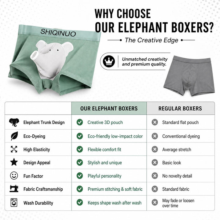 Men's Modal Boxer Briefs 3 Pack, Funny Elephant Trunk Underwear