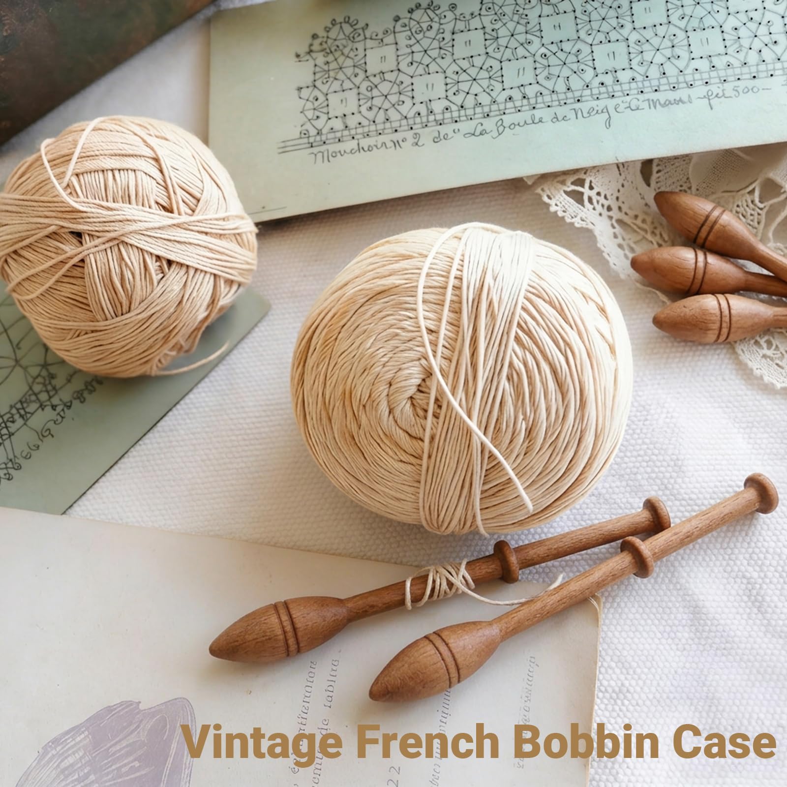 7X/12X Wooden Lace Bobbins Wood Weaving Tools