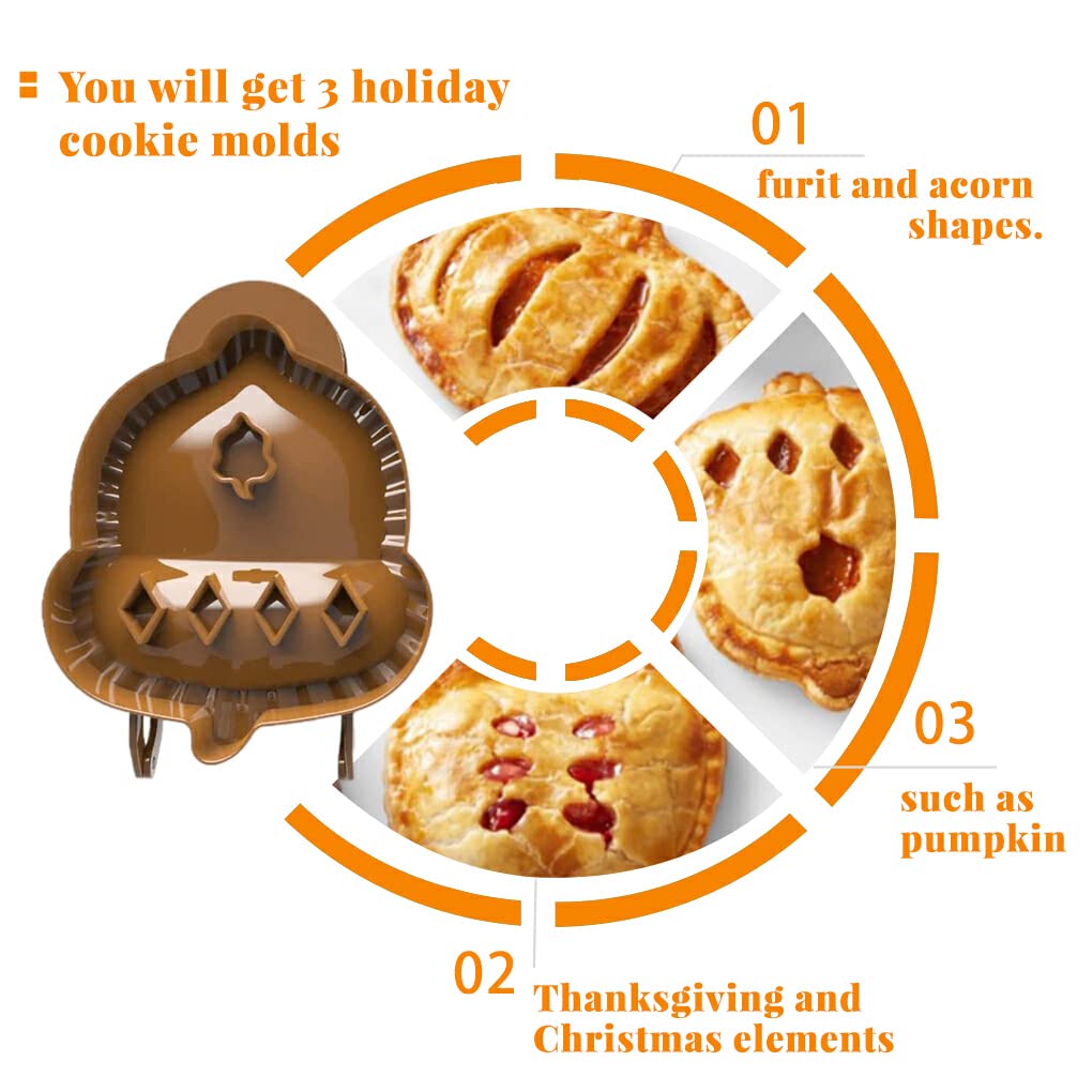 Set of 3 Hallowee Pumpking-Pie Decoration Wraper Dough Stamp