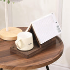 Wooden Triangular Book Stand with Cup Holder
