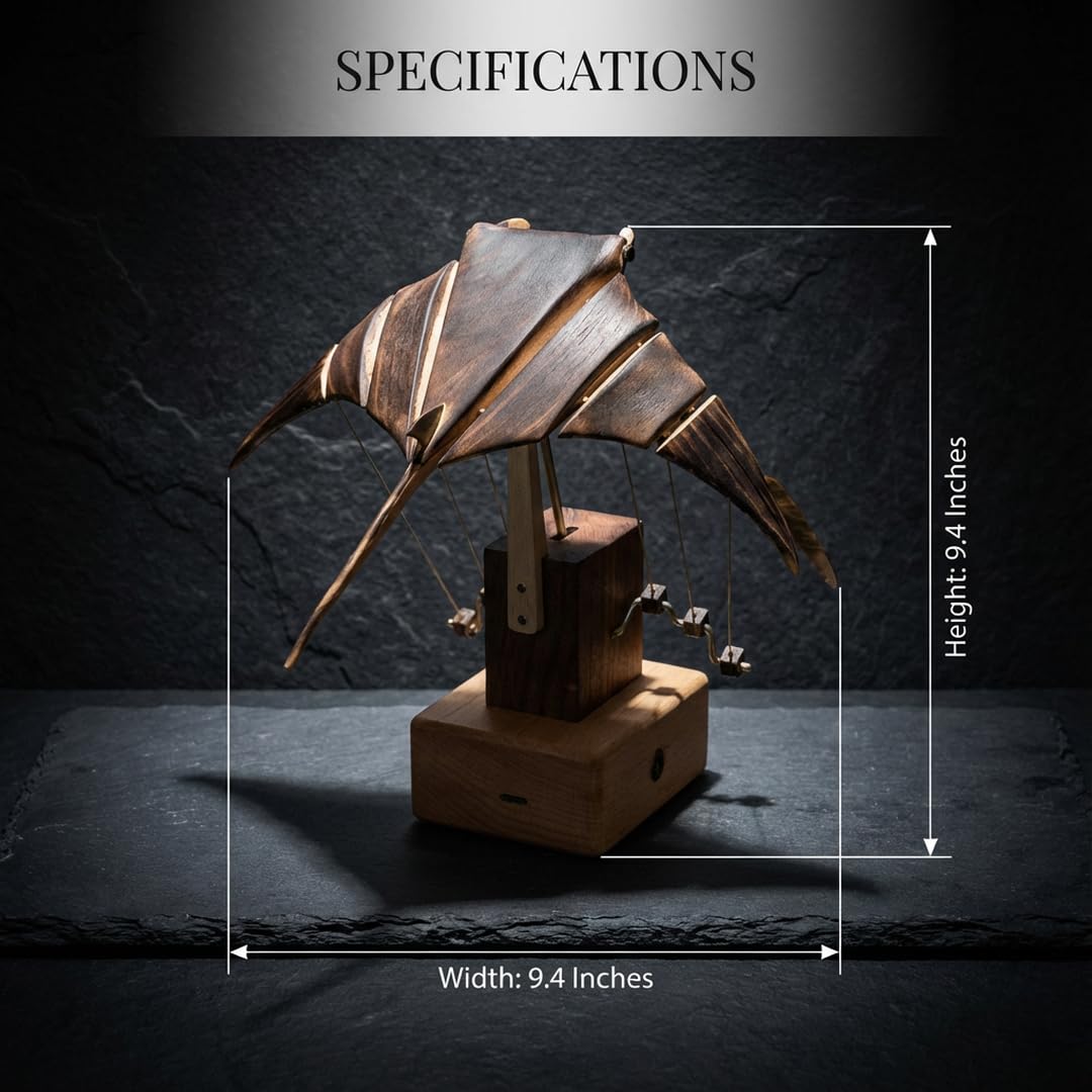🔥 Handcrafted Wooden Kinetic Manta Ray Sculpture 🔥 Fluid Motion Automata Desk Decor