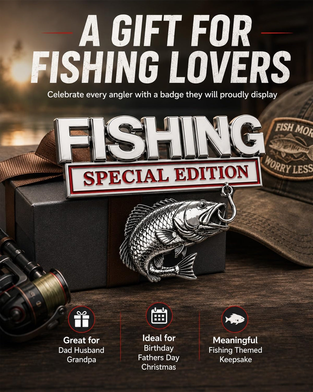 Fishing Special 🎣 Edition Premium 3D Metal Vehicle Emblem Badge