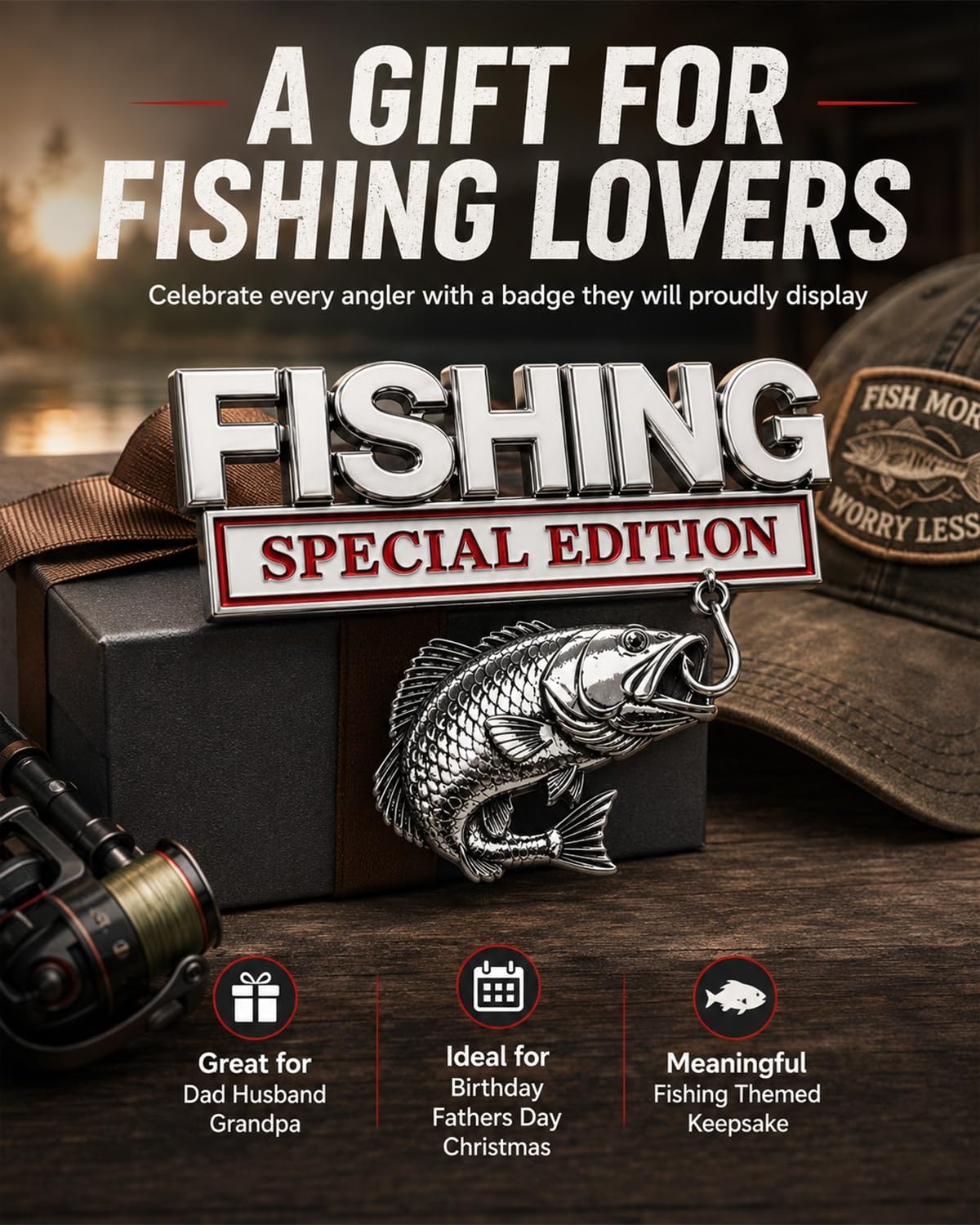 Fishing Special 🎣 Edition Premium 3D Metal Vehicle Emblem Badge