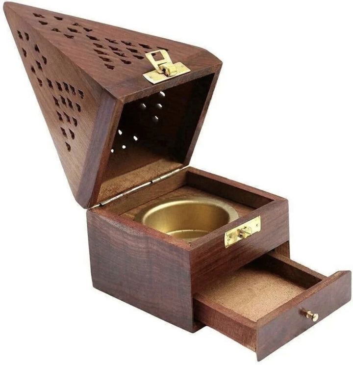 Medieval Wooden Pyramid Incense Box