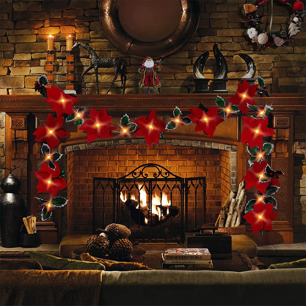 Christmas Big Red Flower LED Light String