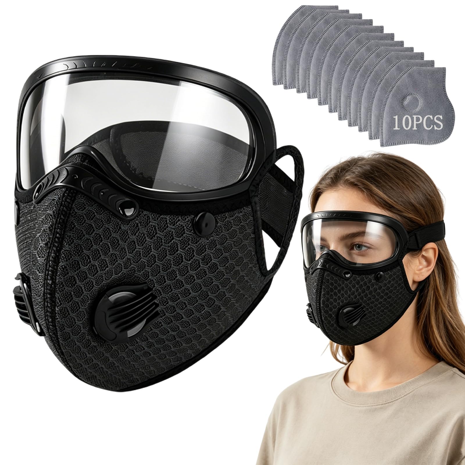 😷 Reusable Carbon Filter Dust Mask with Adjustable Goggles ❤️