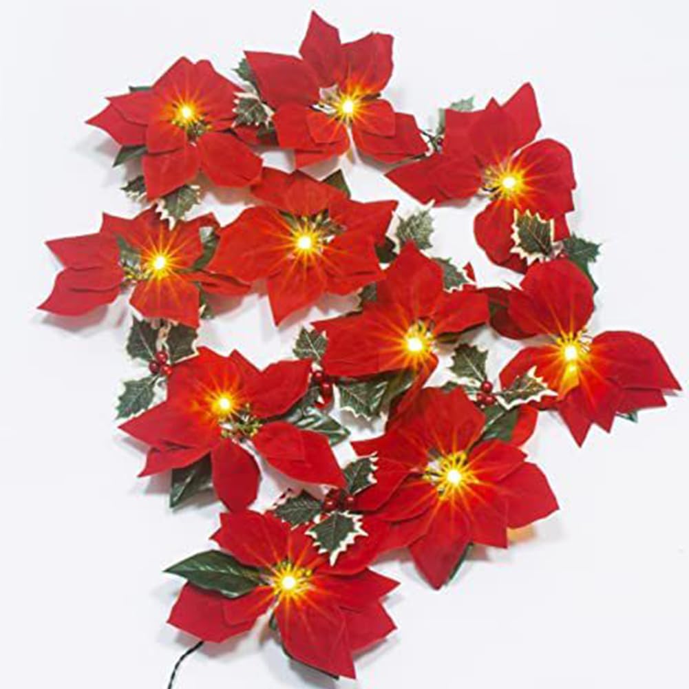 Christmas Big Red Flower LED Light String