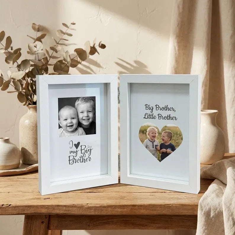 Creative Wooden Folding Photo Frame | Rustic Hinged Picture Frame