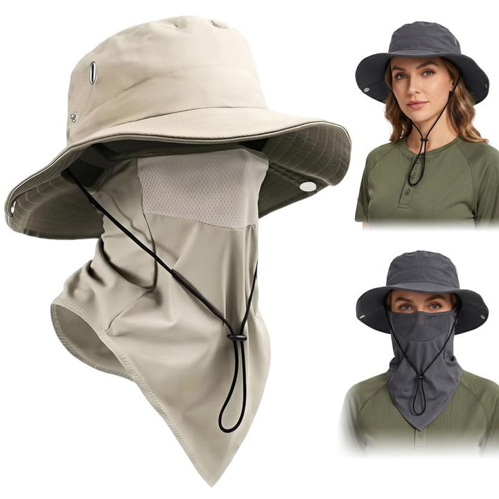 Breathable Fisherman Hat with Detachable Face Mask