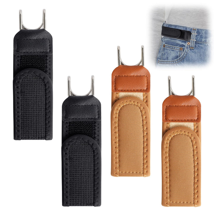 4 Buckle-Free Belts for Men and Women, Tactical Elastic Belt with Metal Hook, Invisible Adjustable Buckle-Free Belts