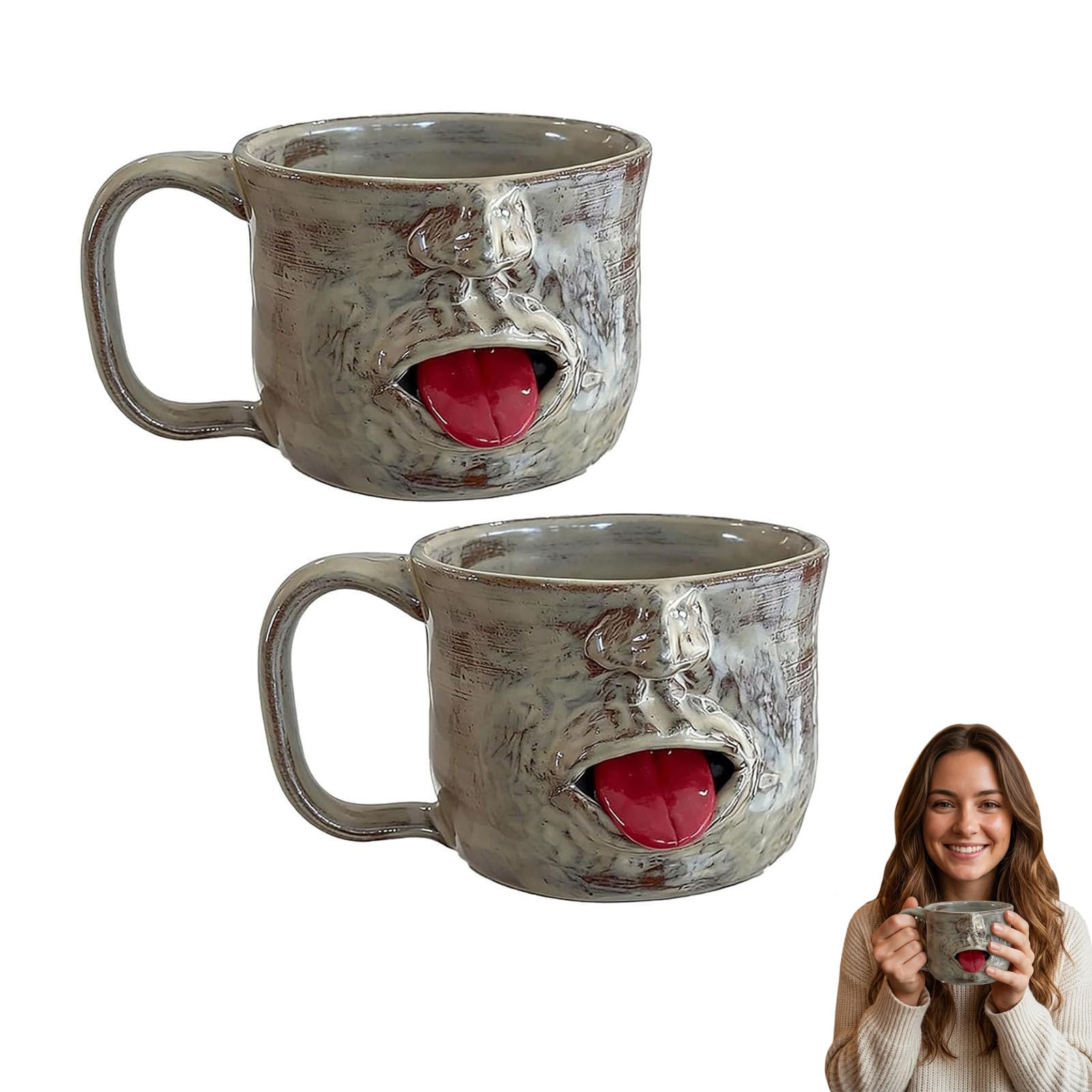 Handmade Face Shaped Ceramic Mug