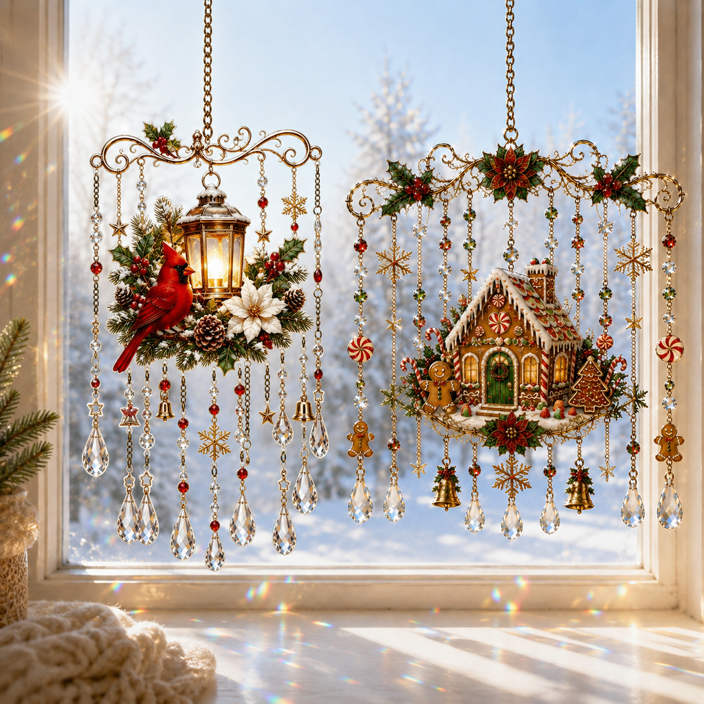 🔥Handmade Christmas Stained Glass Window Hanging🔥