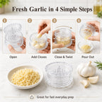 🧄 Transparent Manual Garlic Twist – ✨ Multi Functional Mincer & Grinder
