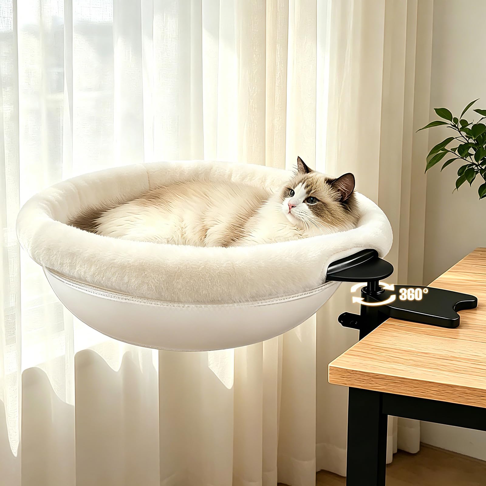 Heavy Duty Steel Frame 180° Rotating Cat Desk Bed