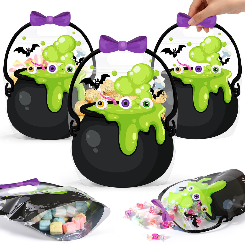 50Pcs Halloween Treat Bags with Handles -（25 pumpkin bags + 25 crucible bags)