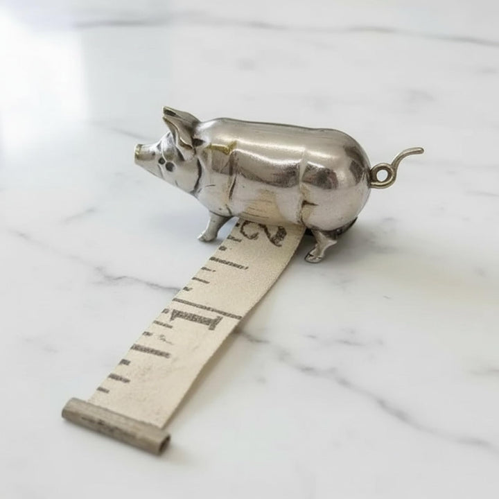 Retro-style metal pig measuring