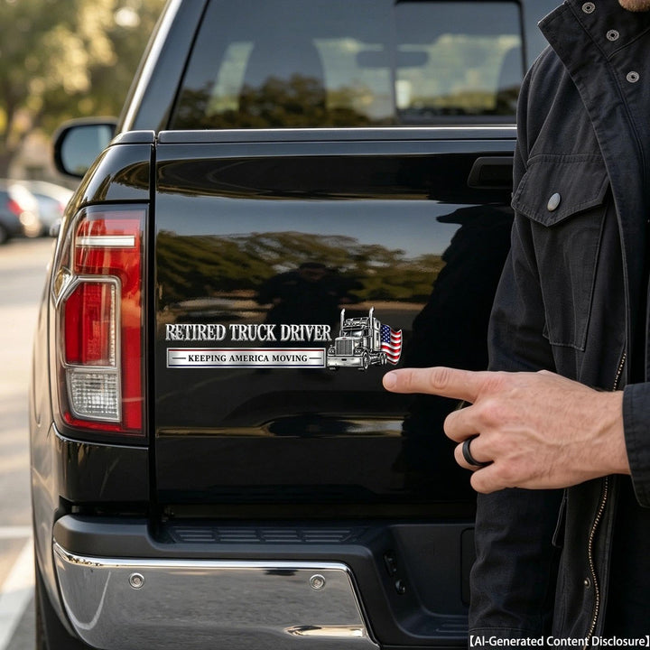 🚚 Retired Truck Driver Car Emblem Badge "RETIRED TRUCK DRIVER - KEEPING AMERICA MOVING" 🗽
