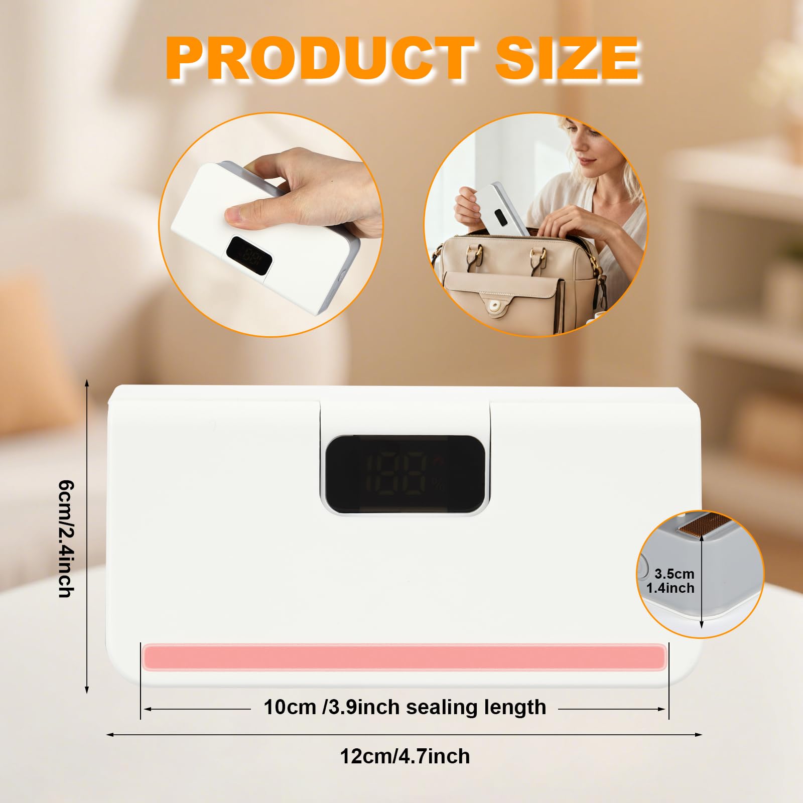 Mini Bag Sealer, Rechargeable Sealer Machine with LED Power Display