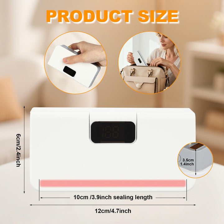 Mini Bag Sealer, Rechargeable Sealer Machine with LED Power Display