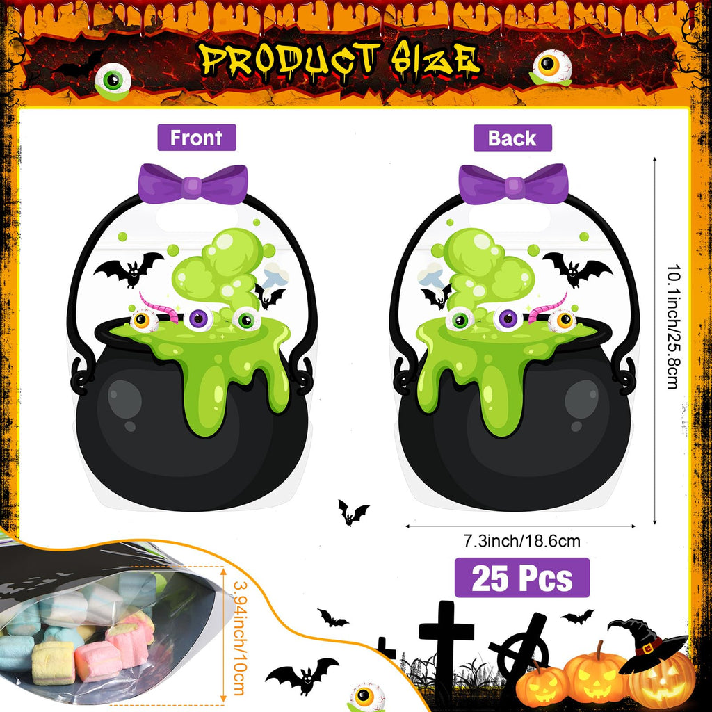 50Pcs Halloween Treat Bags with Handles -（25 pumpkin bags + 25 crucible bags)