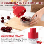 🍒 7-IN-1 Large Cherry Pitter Tool 🔥 Portable Cherry Corer Pitter with Ergonomic Push Design