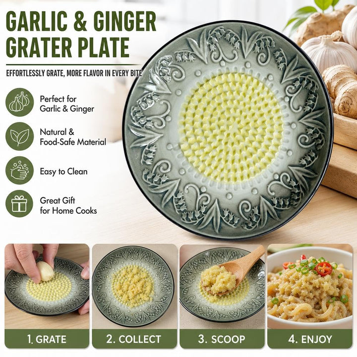 Ceramic Garlic Grater Plate Bowl Tomato Dish Grating Pan Grater Plate Set