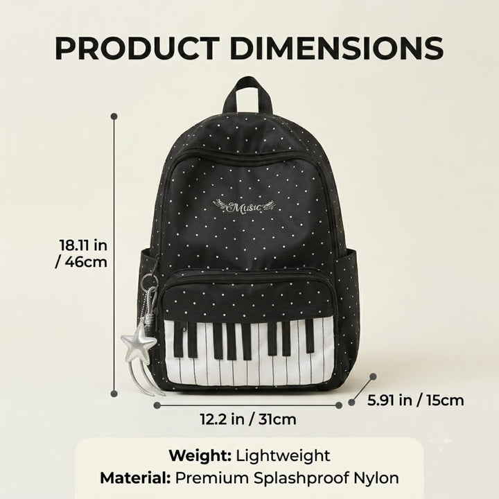 Piano Backpack for Women Music Backpack with Polka Dot (Free star pendant)