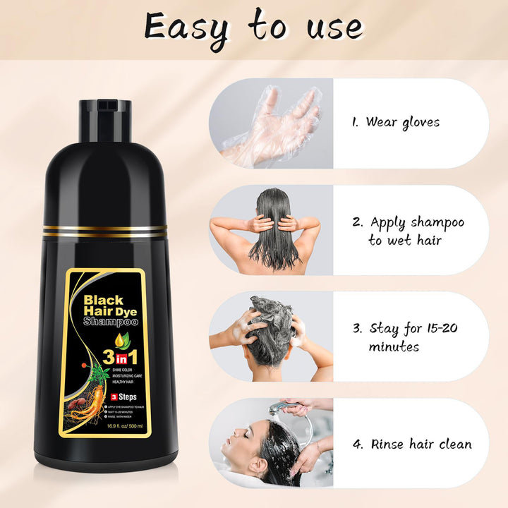Dark Brown Hair Color Shampoo for Gray Hair 500ML Hair Dye Shampoo for Men & Women