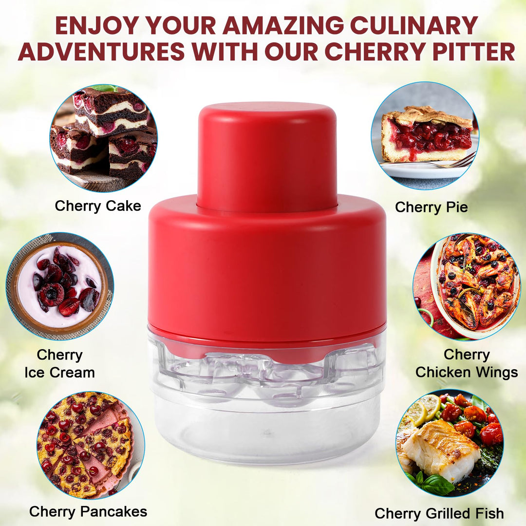 🍒 7-IN-1 Large Cherry Pitter Tool 🔥 Portable Cherry Corer Pitter with Ergonomic Push Design