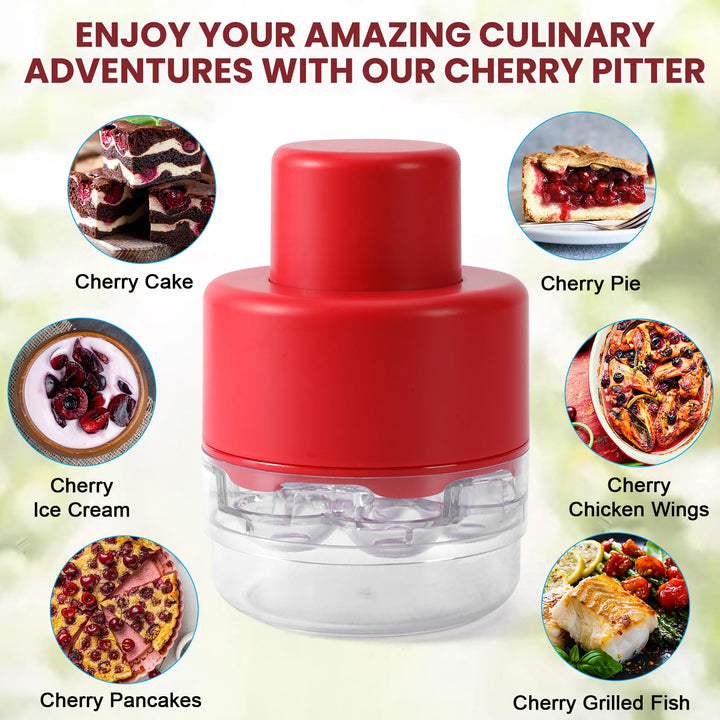 🍒 7-IN-1 Large Cherry Pitter Tool 🔥 Portable Cherry Corer Pitter with Ergonomic Push Design